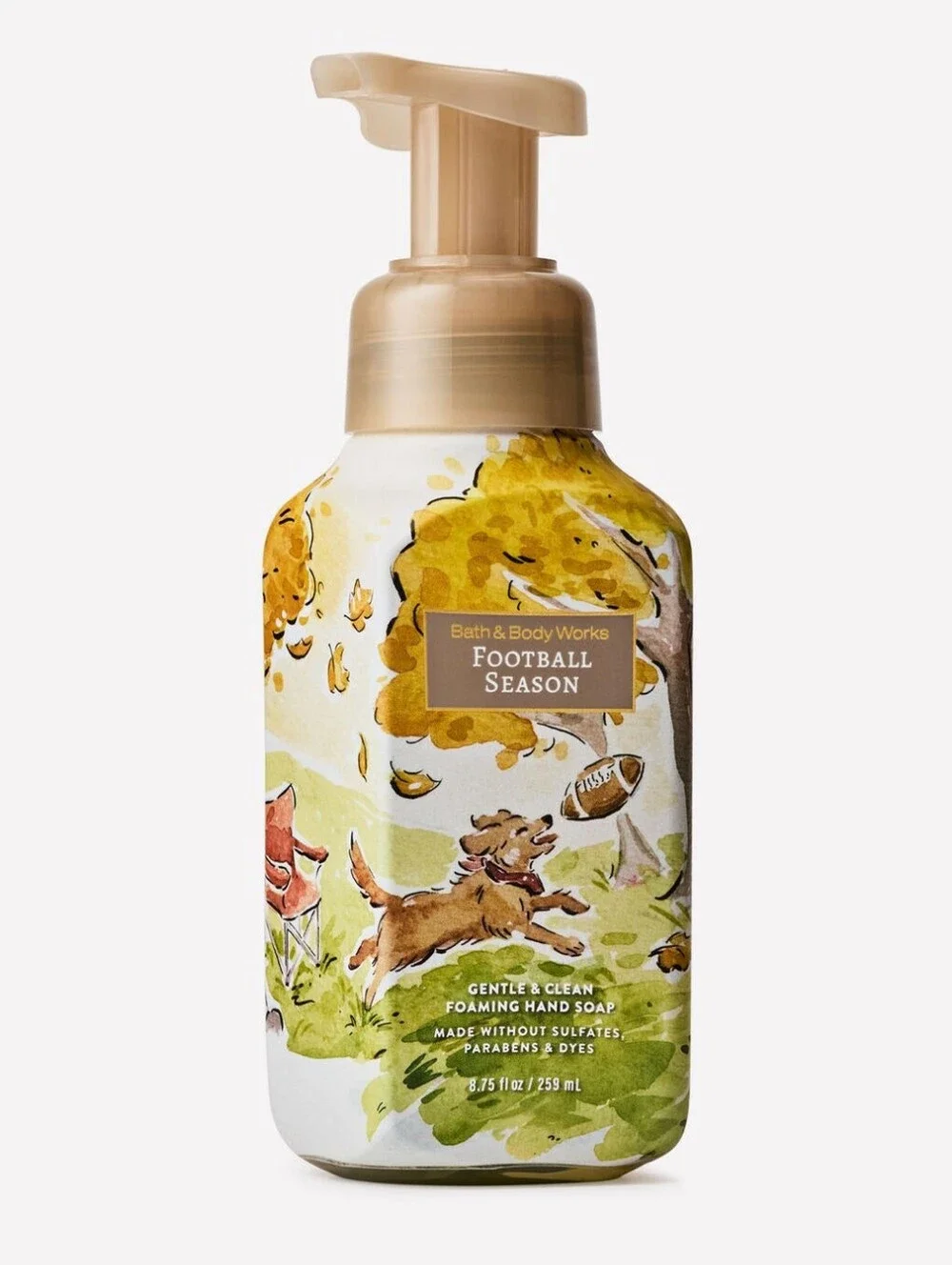 Bath & Body Works Football Season Foaming Hand Soap X3  Tan Pump With Dog Puppy